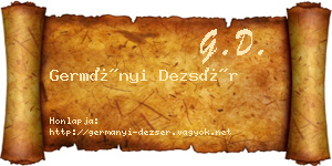 Germányi Dezsér névjegykártya